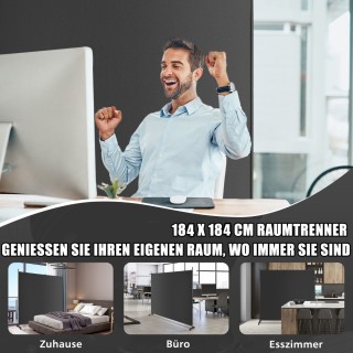 Costway Μαύρος Μονός Διαχωριστής Χώρου με Πλαίσιο (184 x 30 x 184 c...