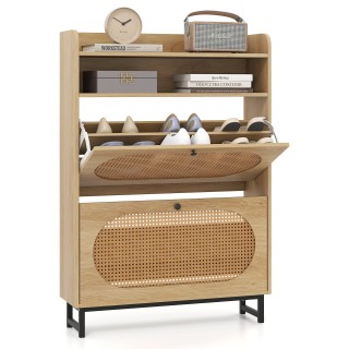 Costway Ελεύθερη Παπουτσοθήκη με 2 Κλαπέ Συρτάρια και Ρατάν Πόρτες ... Costway Ελεύθερη Παπουτσοθήκη με 2 Κλαπέ Συρτάρια και Ρατάν Πόρτες ...