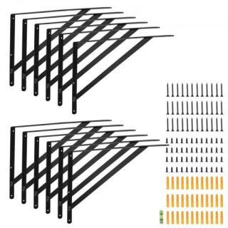 Βάσεις Ραφιών VEVOR, 18 x 12 in, 12 τεμ., Μαύρες Τρίγωνες Βάσεις, 1...