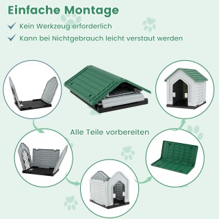 Costway Πλαστικό Σπιτάκι Σκύλου με Μεταλλική Πόρτα και Αεραγωγούς Π...