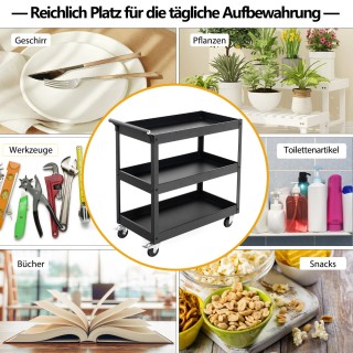 Costway Μεταλλικό Καρότσι με 3 Επίπεδα και Λαβή για την Κουζίνα TH1...