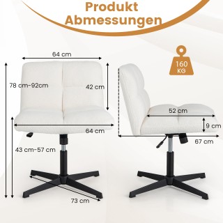 Costway Ρυθμιζόμενη Καρέκλα Γραφείου Χωρίς Μπράτσα με Λειτουργία Λι... Costway Ρυθμιζόμενη Καρέκλα Γραφείου Χωρίς Μπράτσα με Λειτουργία Λι...