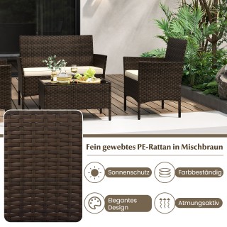 Costway Σετ επίπλων κήπου από ρατάν με 2 πολυθρόνες, παγκάκι, τραπέ...