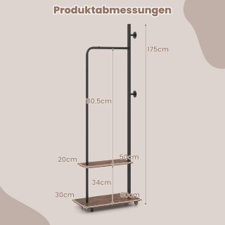 Costway Ανοιχτή κρεμάστρα ρούχων με ρόδες και 2 γάντζους, 60 x 30 x... Costway Ανοιχτή κρεμάστρα ρούχων με ρόδες και 2 γάντζους, 60 x 30 x...