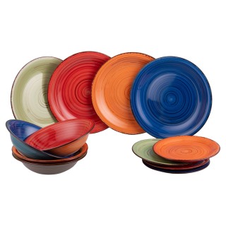 Galileo Σετ πιάτων 12 τεμαχίων σε χειροποίητη ζωγραφιστή πέτρα για ...