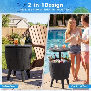 Costway Ρυθμιζόμενο Υπαίθριο Κοκτέιλ Τραπέζι με Ψυγείο Ποτών 38L, Α...