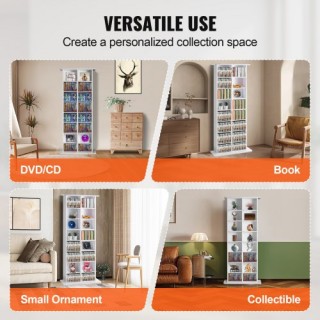 VEVOR Λευκός Ρυθμιζόμενος Αποθηκευτικός Χώρος 8 Επιπέδων για 464 CD...