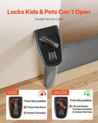 VEVOR Ανασυρόμενη Βρεφική Πύλη Ασφαλείας 1450x980mm με Ενισχυμένα Ά...