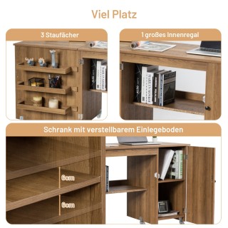 Costway Πτυσσόμενο Τραπέζι Ραπτικής 158 x 50 x 75 εκ - Καφέ HW66623NA+