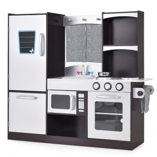 Costway  Σετ Παιδικής Κουζίνας σε Καφέ Απόχρωση με Ρεαλιστικό Σχεδι...