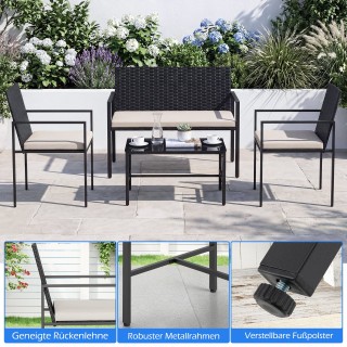 Costway Σετ Επίπλων Κήπου 4 Τεμαχίων από Ρατάν με 2 Πολυθρόνες, Καν... Costway Σετ Επίπλων Κήπου 4 Τεμαχίων από Ρατάν με 2 Πολυθρόνες, Καν...