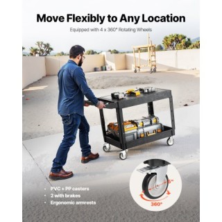 VEVOR Καρότσι Εξυπηρέτησης 2 Επιπέδων 550 lbs με Ρόδες DXSLSYTCDH2C... VEVOR Καρότσι Εξυπηρέτησης 2 Επιπέδων 550 lbs με Ρόδες DXSLSYTCDH2C...