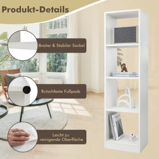 Costway Λεπτή Βιβλιοθήκη με 4 Κύβους για Μικρούς Χώρους CB10446WH Costway Λεπτή Βιβλιοθήκη με 4 Κύβους για Μικρούς Χώρους CB10446WH