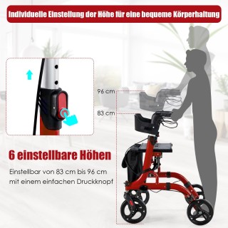 Costway Περιπατητήρας 2-σε-1 με Κάθισμα για Ηλικιωμένους και Άτομα ...