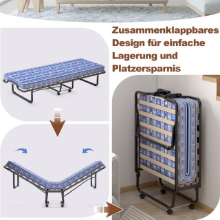 Costway  Πτυσσόμενο κρεβάτι επισκεπτών 80 x 200 cm με στρώμα αφρού ...