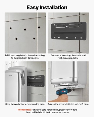 VEVOR Κάθετος Στεγνωτήρας Χεριών με HEPA Φίλτρο και Διπλή Ροή Αέρα,...