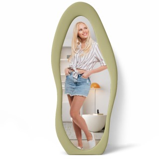 Shally Dogan Μεγάλος Κυματιστός Καθρέφτης με Πράσινη Βελούδινη Κορν...