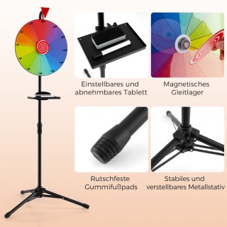 Costway  Τροχός Τύχης με Προσαρμόσιμα Χρωματικά Πεδία και Ρυθμιζόμε...