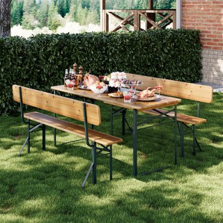 BAKAJI Σετ Μπυραρίας με 2 Πάγκους και Πτυσσόμενο Τραπέζι με Πλάτη, ...