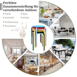 Costway  Σετ 6 Στοιβαζόμενων Μεταλλικών Σκαμπό με Αντιολισθητικά Πέ...