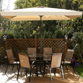 BAKAJI  Ομπρέλα Κήπου Κεντρικός Πάσσαλος 3x2 Μπεζ Ύφασμα με Κρέμασμ...