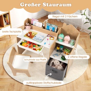 Costway  Σετ Γραφείου & Καρέκλας για Παιδιά Μαθητικό Γραφείο με Ανο...