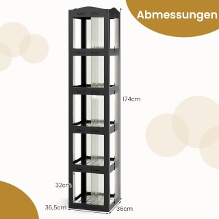 Costway Περιστρεφόμενο Ράφι Βιβλιοθηκών 360° Πτυσσόμενο Ορθοστάτη Δ...