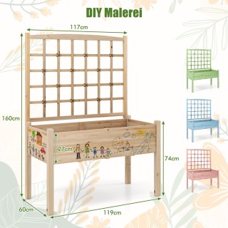 Costway Ζαρντινιέρα με Πέργκολα και Σχάρα Αναρρίχησης 119 x 60 x 16...