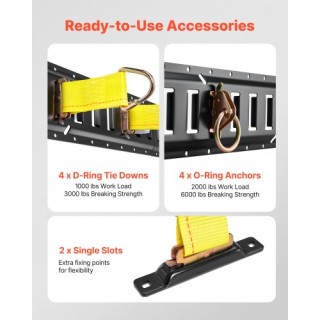 VEVOR Σετ Ράγας Δεσίματος E-Track, 4 Τεμάχια 0,4 m, Ιδανικό για Γκα...