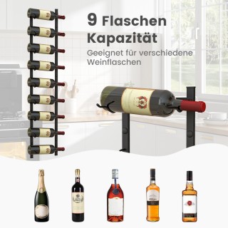Costway  Επιτοίχια Κάβα Κρασιών για 9 Φιάλες - Μεταλλική Κατασκευή ...