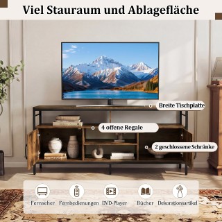 Costway Έπιπλο τηλεόρασης για TV έως 65 με 2 ντουλάπια και 4 ανοιχτ...