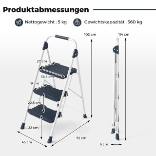 Costway Ανθεκτική Σκάλα 3 Σταδίων με Ρυθμίσεις Ασφάλειας και Άνεσης...