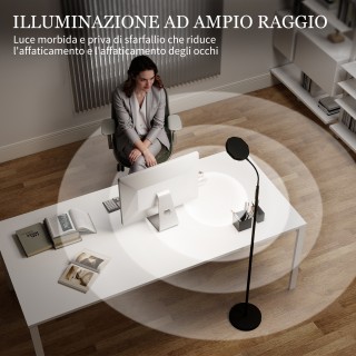 HOMCOM Λαμπτήρας Δαπέδου LED με Τηλεχειριστήριο, Περιστρεφόμενη Κεφ...