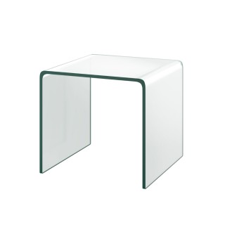 Costway Διαφανές Γυάλινο Πλαϊνό Τραπέζι U-σχήματος 45x45x41 εκ. HW6...