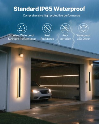 VEVOR Εξωτερικό Φωτιστικό Τοίχου LED 800mm, Ζεστό Λευκό 3000K, Αδιά...