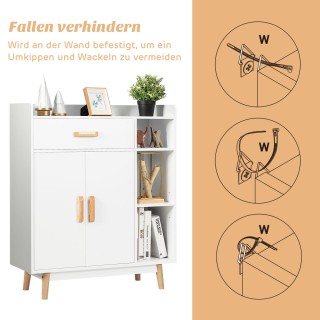 Costway Λευκός Ξύλινος Μπουφές 80 x 30 x 95 εκ. με Συρτάρια και Ντ... Costway Λευκός Ξύλινος Μπουφές 80 x 30 x 95 εκ. με Συρτάρια και Ντ...