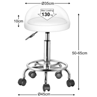 Περιστρεφόμενο Τροχήλατο Σκαμπό 360° με Επενδυμένο κάθισμα και Ατσά...