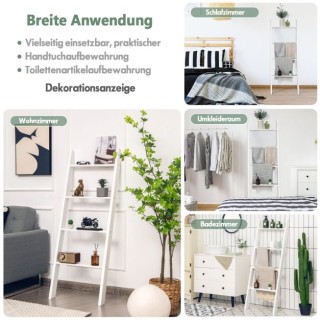 Ξύλινη Ραφιέρα - Σκάλα Τοίχου 50 x 7,5 x 137 cm  Χρώματος Λευκό  CO...