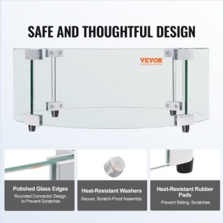 VEVOR Προστατευτικό Ανέμου για Τζάκι, Στρογγυλή Γυάλινη Ασπίδα Φλόγ... VEVOR Προστατευτικό Ανέμου για Τζάκι, Στρογγυλή Γυάλινη Ασπίδα Φλόγ...