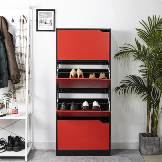 BAKAJI Ντουλάπα παπουτσιών 4 φύλλων με ράφια διπλού βάθους κόκκινη... BAKAJI Ντουλάπα παπουτσιών 4 φύλλων με ράφια διπλού βάθους κόκκινη...