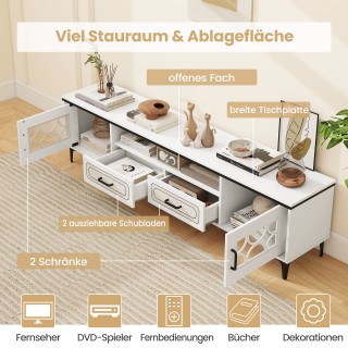 Costway Λευκός Μπαμπού Tv-Σκελετός με 2 Συρτάρια & 2 Πόρτες για Τηλ... Costway Λευκός Μπαμπού Tv-Σκελετός με 2 Συρτάρια & 2 Πόρτες για Τηλ...