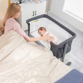 Costway Φορητή 3-σε-1 Βρεφική Κούνια με 5 Επίπεδα Ρυθμιζόμενο Ύψος ...