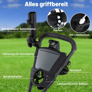 Costway Ηλεκτρικό Καρότσι Γκολφ 3-Τροχών με Ρυθμιζόμενη Λαβή & 9 Τα...