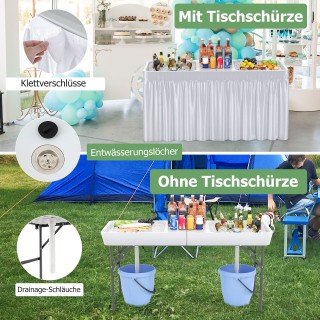 Costway Πτυσσόμενο Τραπέζι Κάμπινγκ με Νιπτήρες & Σκίαστρο & Σωλήνα...