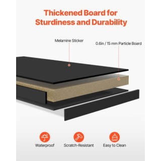 VEVOR Μαύρο Επιτραπέζιο Ράφι 94.5 x 24.1 x 73.4 cm 2 Επιπέδων για Γ...