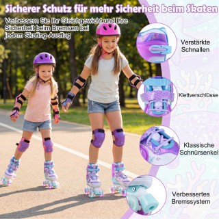 Costway Παιδικά τετράτροχα πατίνια ρυθμιζόμενα σε 4 μεγέθη με φωτιζ...