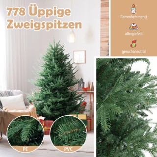 Costway Τεχνητό Χριστουγεννιάτικο Δέντρο 180 εκ. με 240 Θερμά Λευκά...