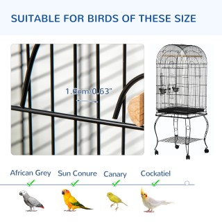 PawHut Bird and Canary Cage, Aviary με Μαύρες Μεταλλικές ρόδες 51x5...