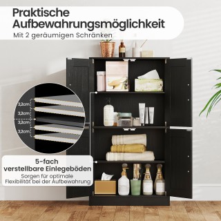 Costway Μαύρο Ντουλάπι Κουζίνας με 4 Πόρτες & Ρυθμιζόμενα Ράφια JV1...