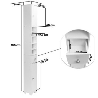 BAKAJI  Ντουλάπι Μπάνιου με 2 Πόρτες και 1 Συρτάρι Λευκό Ντουλάπι 2...